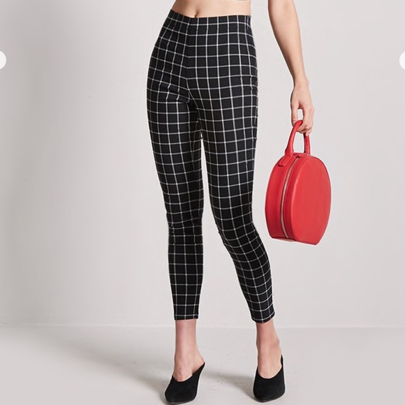 black and white plaid pants forever 21
